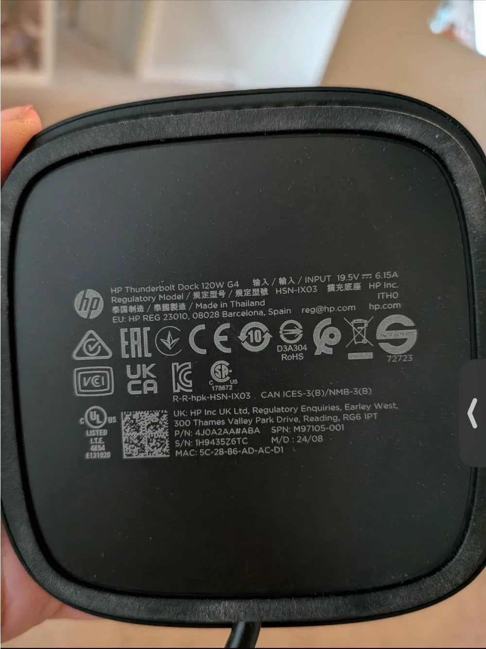 HP Thunderbolt Docking Hub in Black